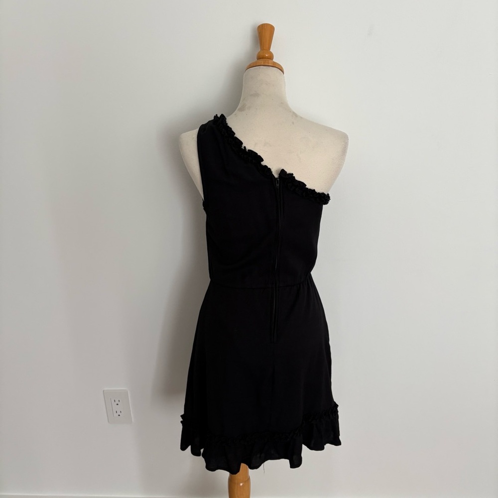 Trixxi Womens Dress Small Black Ruffles One Shoulder Midi Length Minimalist - Picture 3 of 10